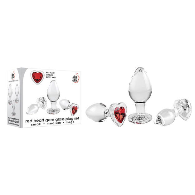 Red-Heart-Gem-Glass-Plug-Set