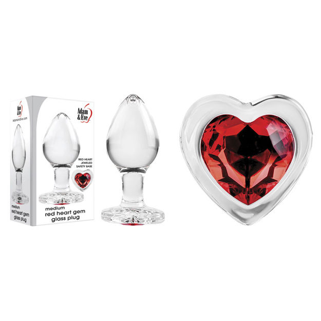 Red-Heart-Gem-Glass-Plug-Medium