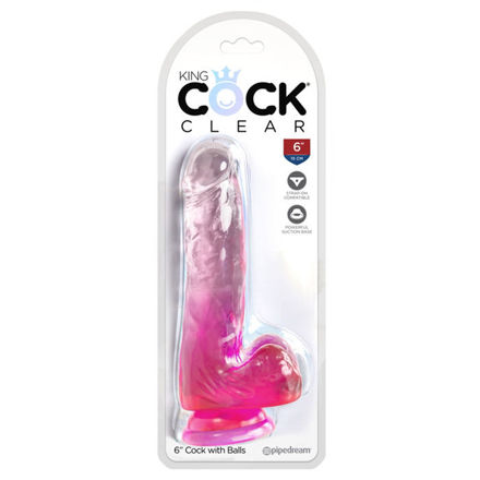 Image de King Cock Clear 6" With Balls - Pink